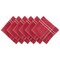 CC Home Furnishings Set of 6 Tango Red and White Chambray French Striped Napkins 20”